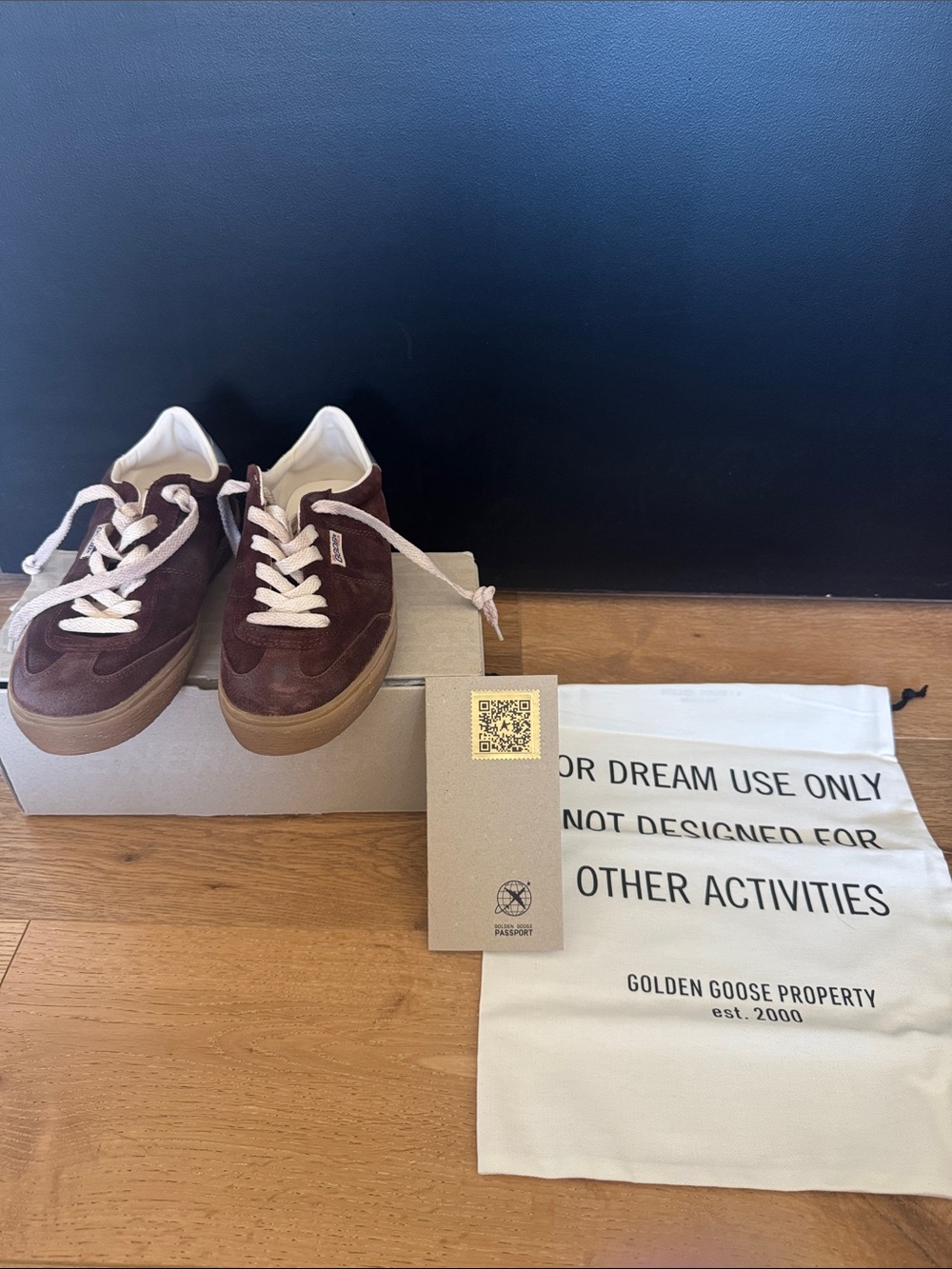 Golden Goose Burgundy/Silver Soul Star Suede Low-Top Sneakers with Cream Laces